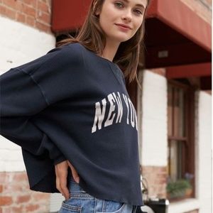 NEW Brandy Melville Navy Blue New York Thermal top
